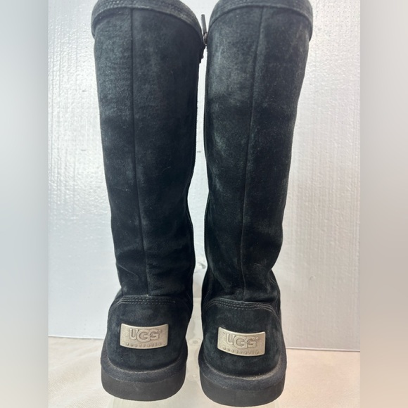 UGG 6 Luxurious Velvet Suede Fur Lined Silver Back Buckle Tall Boots - Picture 2 of 10